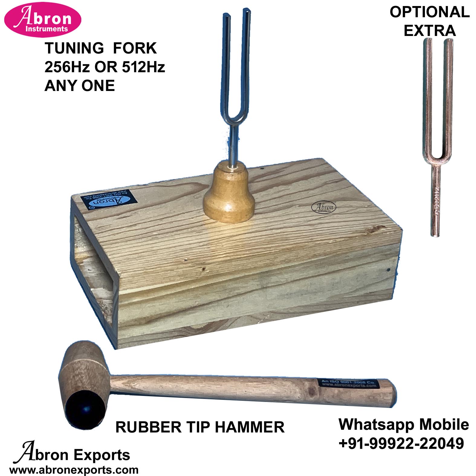 Resonance Sound Box Wooden With 1+1 Tuning Fork 256Hz or 512Hz Hammer Rubber Plain Or Tip 10pc Abron AP-881HT1 